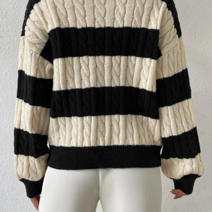 Striped V-neck Sweater