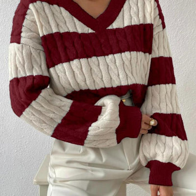 Striped V-neck Sweater