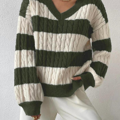 Striped V-neck Sweater