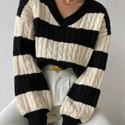 Striped V-neck Sweater