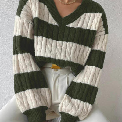 Striped V-neck Sweater