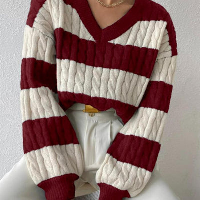 Striped V-neck Sweater